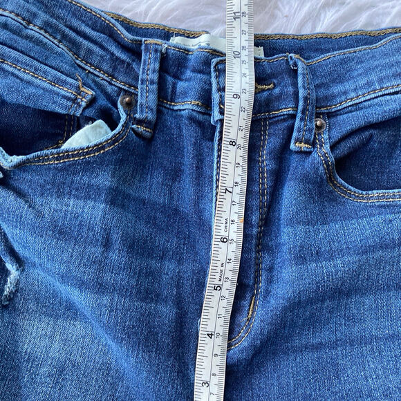 Mudd Jeans Sz 7 FLX Stretch Juniors High-Rise Legging Distressed Dark Wash Blue - Picture 11 of 11